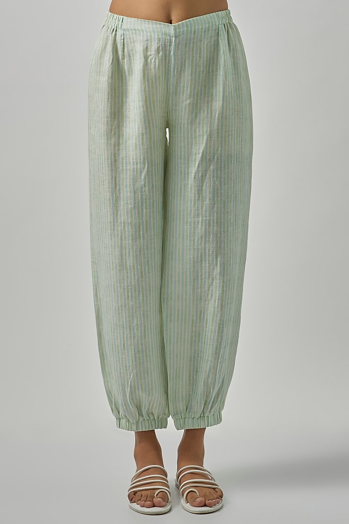 Aqua Green Geometrical Printed Patchwork Pant Set by Wendell Rodricks at Pernia's Pop Up Shop
