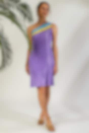Violet Crinkle One Shoulder Dress by Wendell Rodricks
