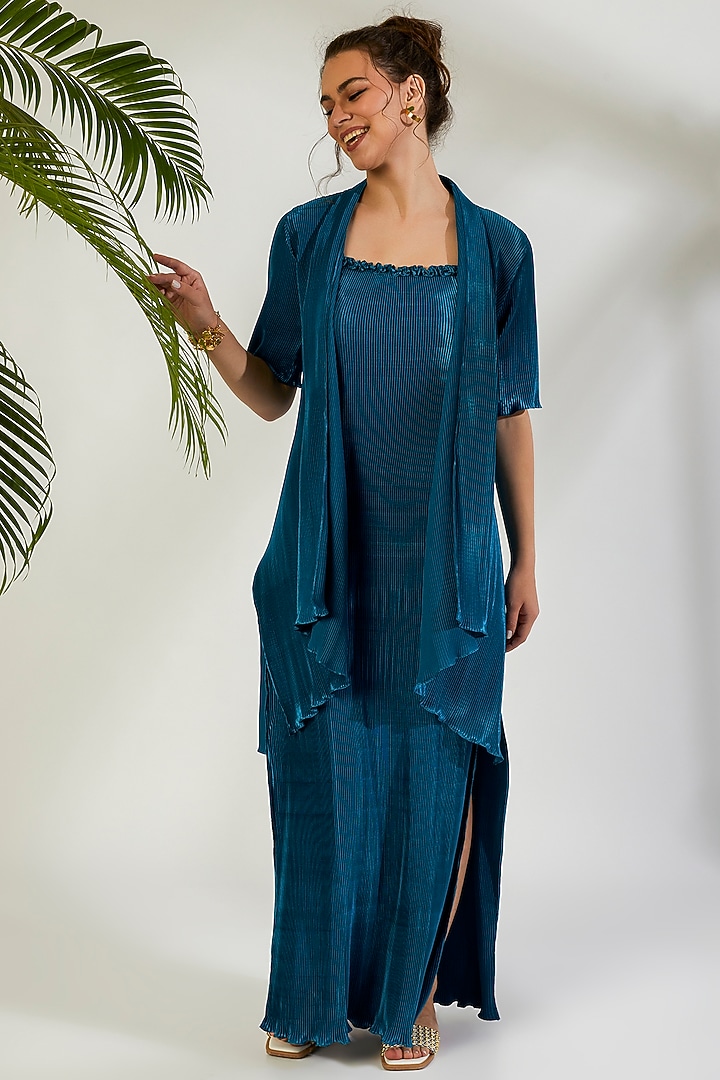 Lake Blue Crinkle Cape by Wendell Rodricks at Pernia's Pop Up Shop