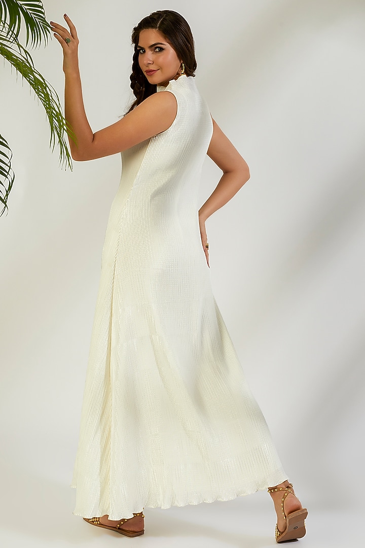 Ivory Crinkle High-Neck Gown by Wendell Rodricks at Pernia's Pop Up Shop