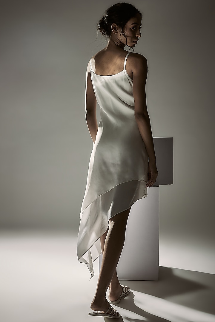 Off-White Satin Asymmetrical Strappy Dress by Wendell Rodricks at Pernia's  Pop Up Shop 2026