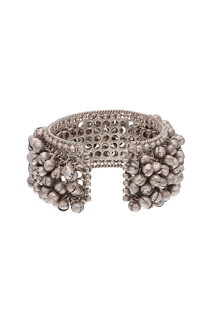 Two-Tone Finish Pink Floral Stone Cuff by Curio Cottage at Pernia's Pop Up Shop