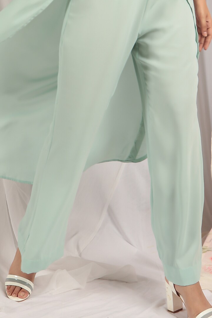 Peppermint Green Georgette Tunic Set by The House of Ta-Ya at Pernia's Pop Up Shop