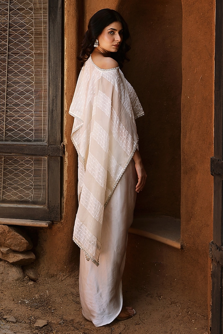 Off-White Organza Sheer Cape Set by The House of Ta-Ya at Pernia's Pop Up Shop