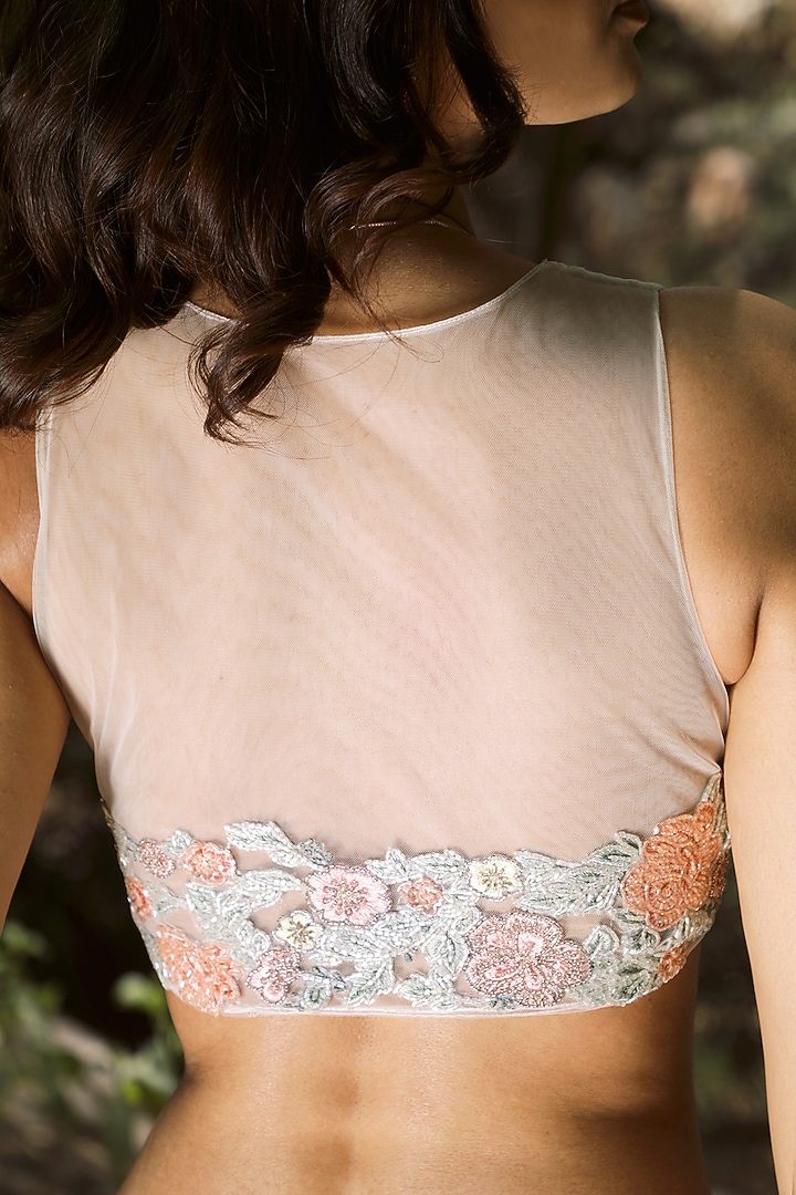 Multi-Colored Modal Satin Hand Embroidered Wedding Lehenga Set by The House of Ta-Ya at Pernia's Pop Up Shop