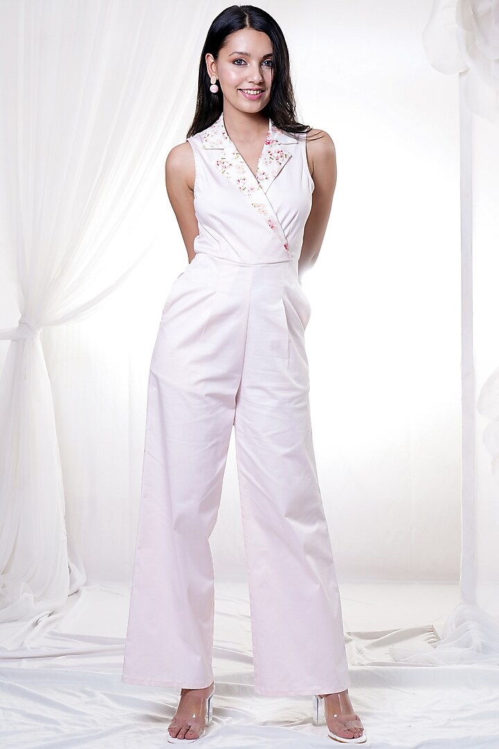 Blush Printed Collar Jumpsuit by The House of Ta-Ya
