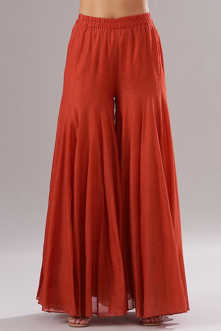 Red Chanderi Party Wear Sharara Set by The House of Ta-Ya at Pernia's Pop Up Shop