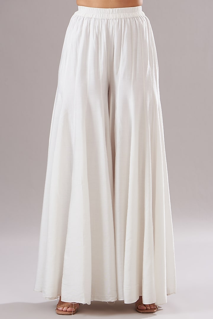 White Chanderi Party Wear Sharara Set by The House of Ta-Ya at Pernia's Pop Up Shop