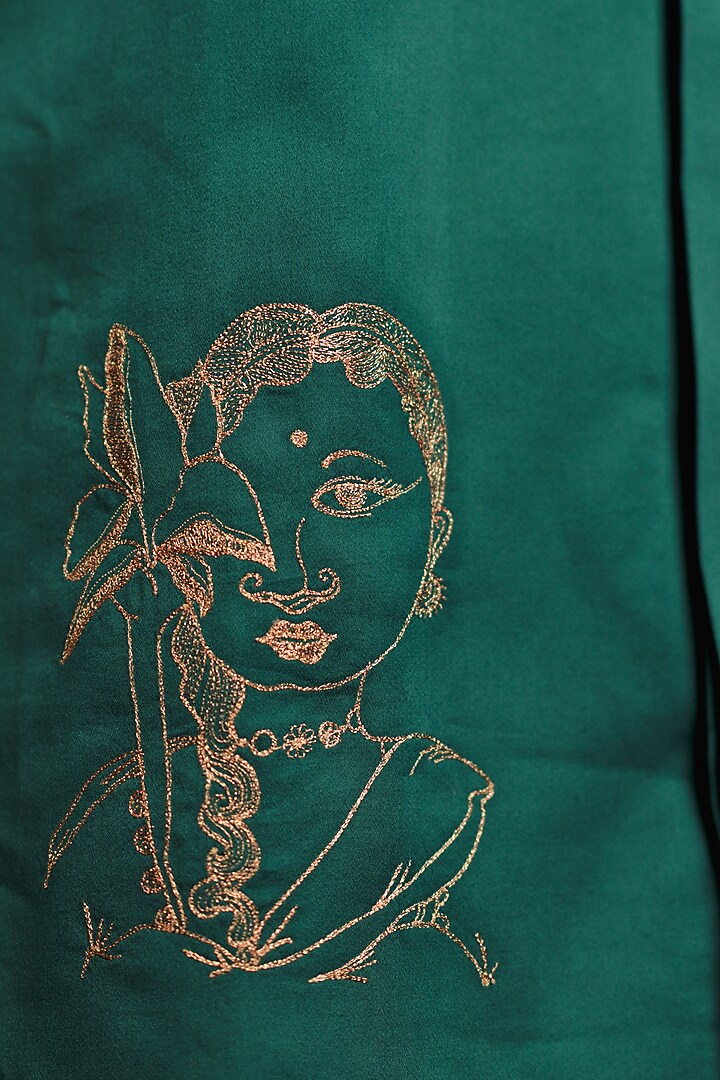 Pine Green Swiss Silk Nehru Jacket by Whencut Goddamn at Pernia's Pop Up Shop