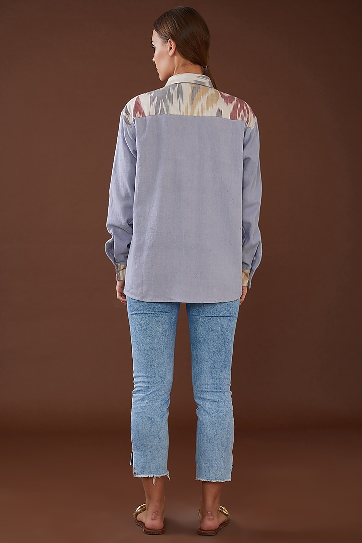 Purple Kala Cotton Ikat Printed Shirt by Whakato at Pernia's Pop Up Shop