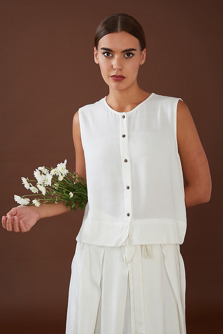 White Lotus Stem Fiber Shirt by Whakato at Pernia's Pop Up Shop