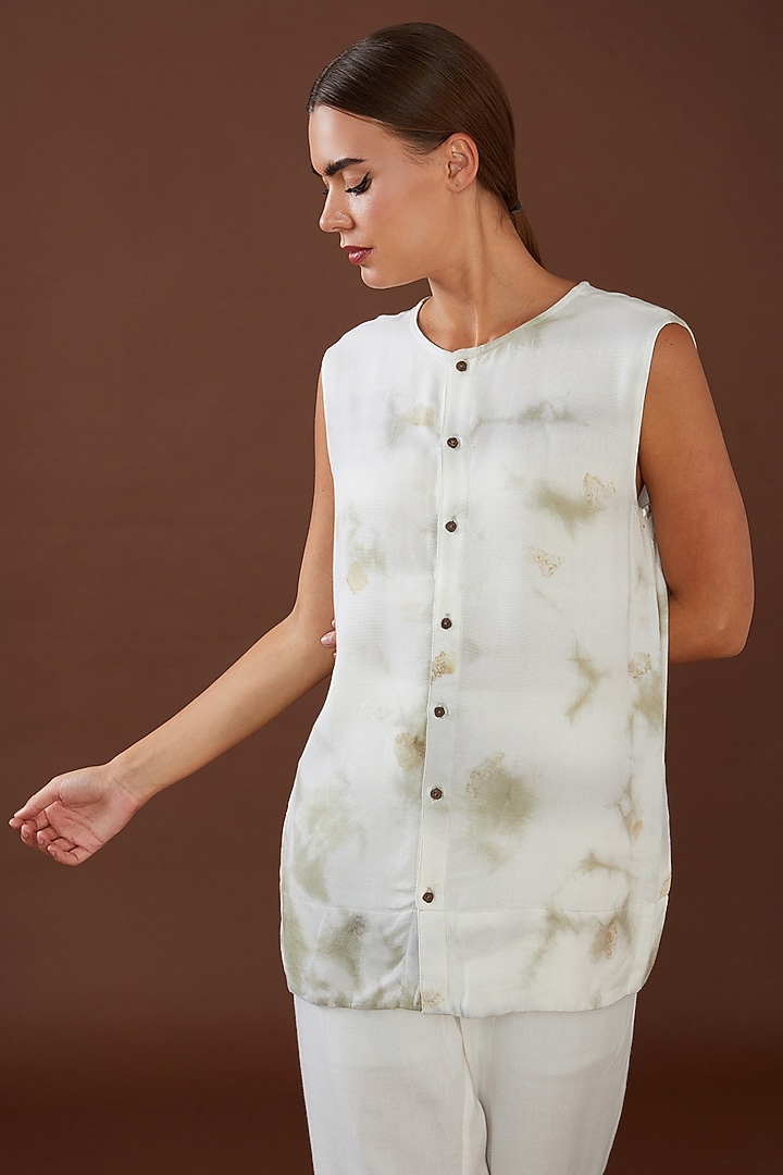 White Lotus Stem Fiber Shirt by Whakato at Pernia's Pop Up Shop