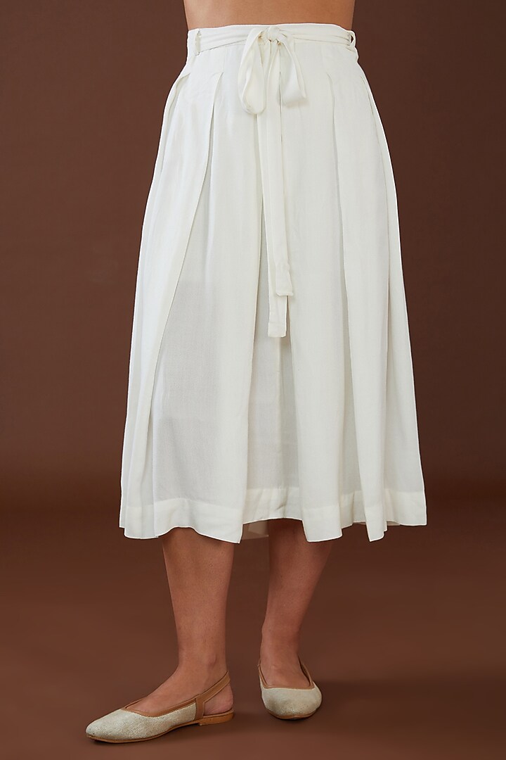 White Lotus Stem Fiber Midi Skirt by Whakato at Pernia's Pop Up Shop
