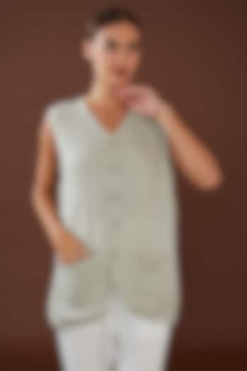 Green Lotus Stem Fiber Shirt by Whakato at Pernia's Pop Up Shop