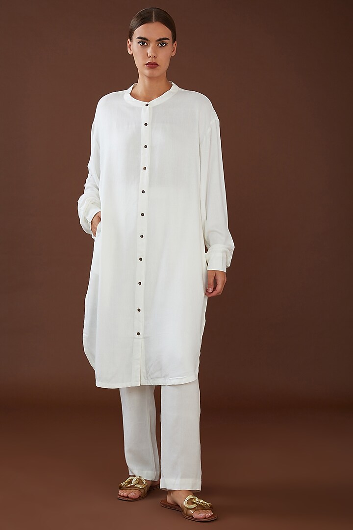 White Lotus Stem Fiber Shirt by Whakato at Pernia's Pop Up Shop