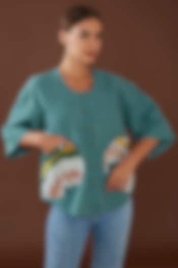 Green Kala Cotton Patch Work Shirt by Whakato at Pernia's Pop Up Shop