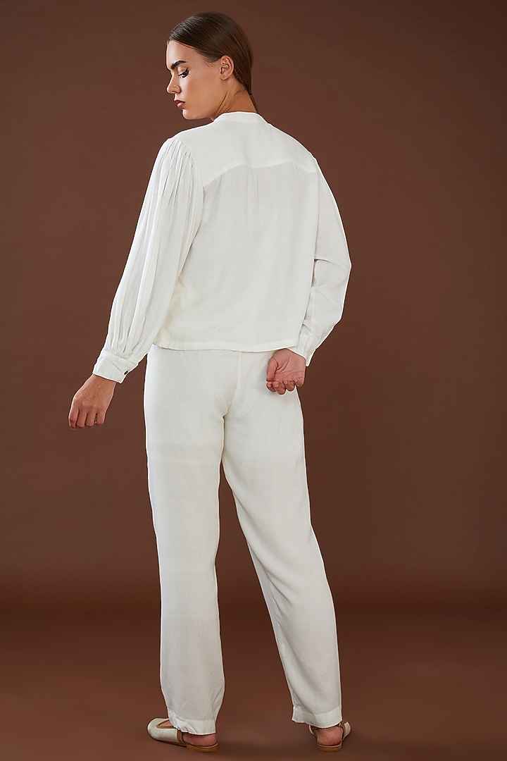 White Lotus Stem Fiber Woven Shirt by Whakato at Pernia's Pop Up Shop