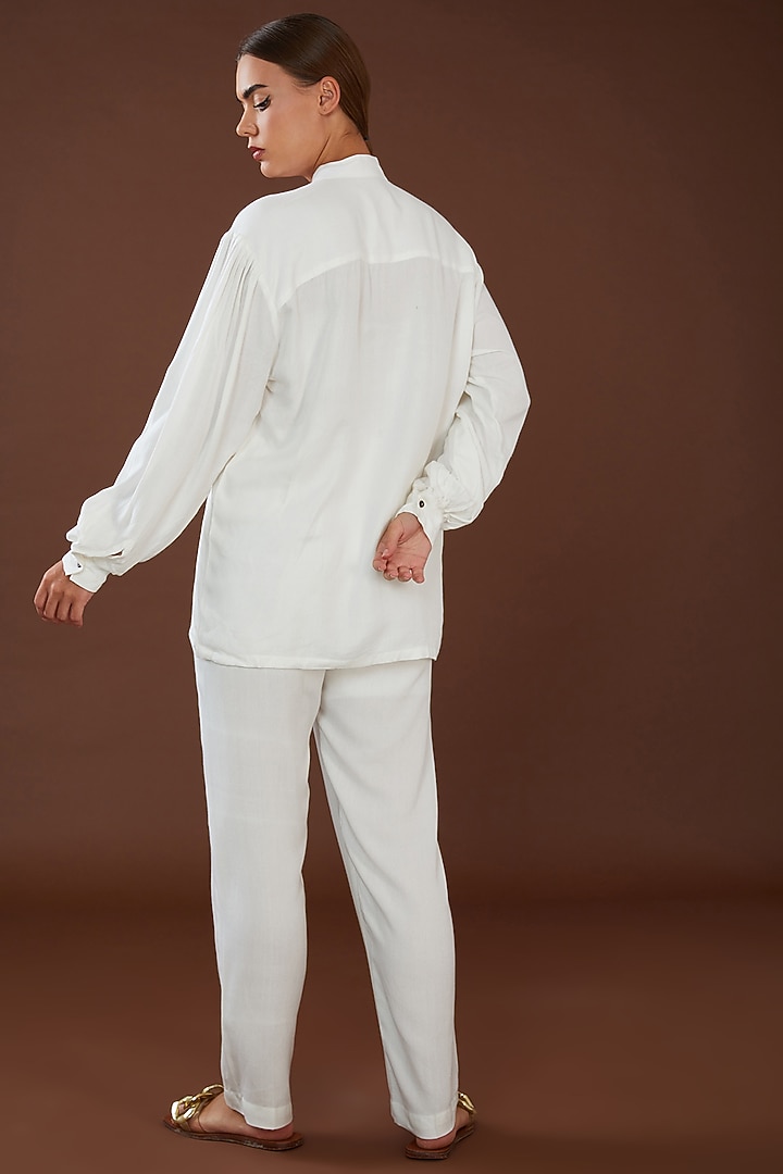 White Lotus Stem Fiber Woven Shirt by Whakato at Pernia's Pop Up Shop