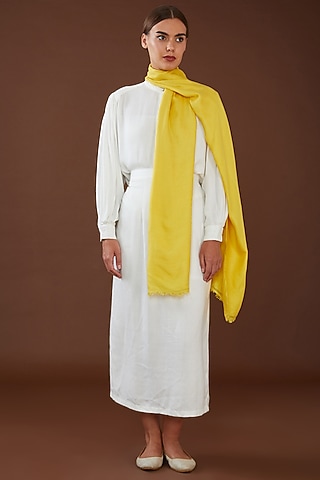 Yellow Lotus Stem Fiber Scarf by Whakato