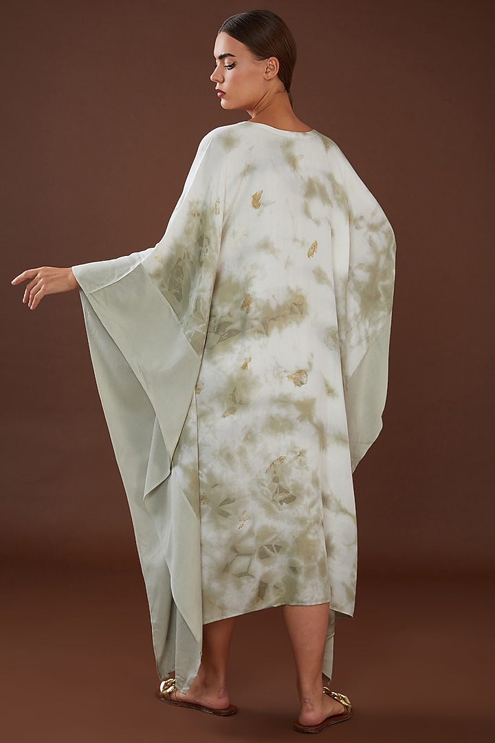 White Lotus Stem Fiber Woven Dyed Kaftan Vacation Dress by Whakato at Pernia's Pop Up Shop