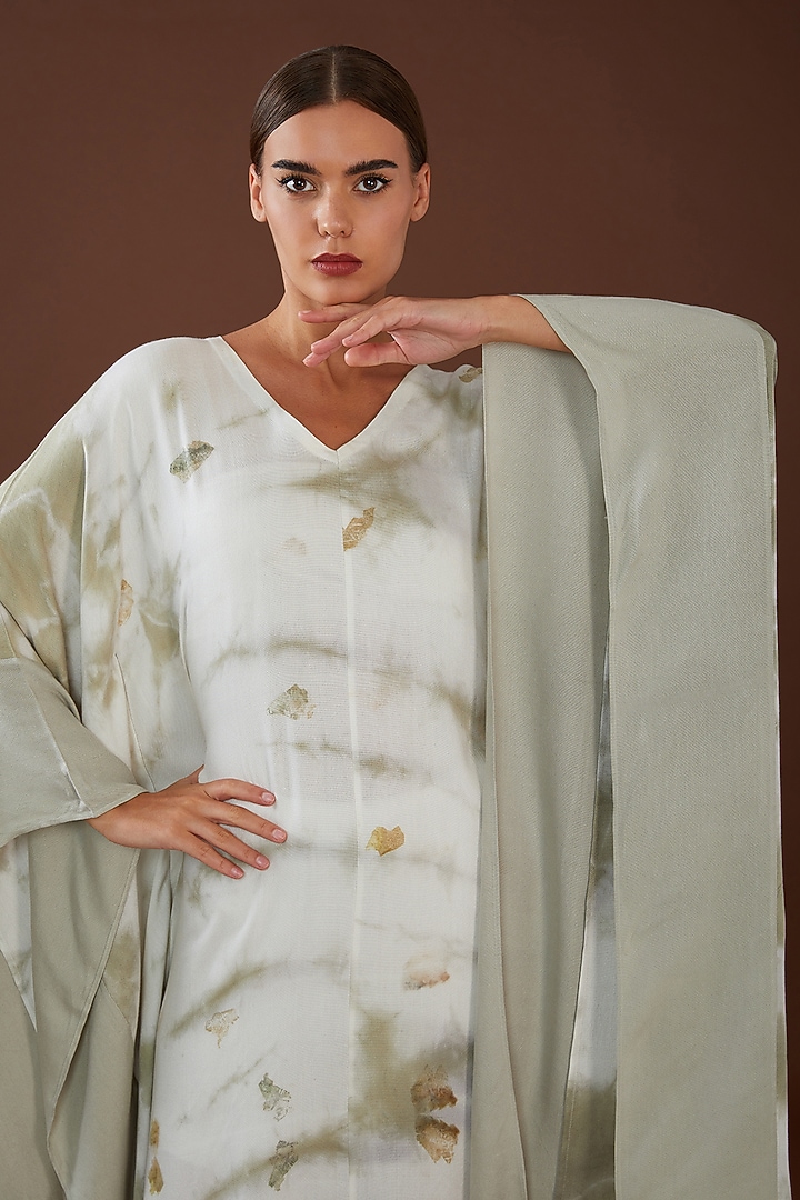 White Lotus Stem Fiber Woven Dyed Kaftan Vacation Dress by Whakato at Pernia's Pop Up Shop