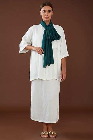 Green Lotus Stem Fiber Scarf by Whakato
