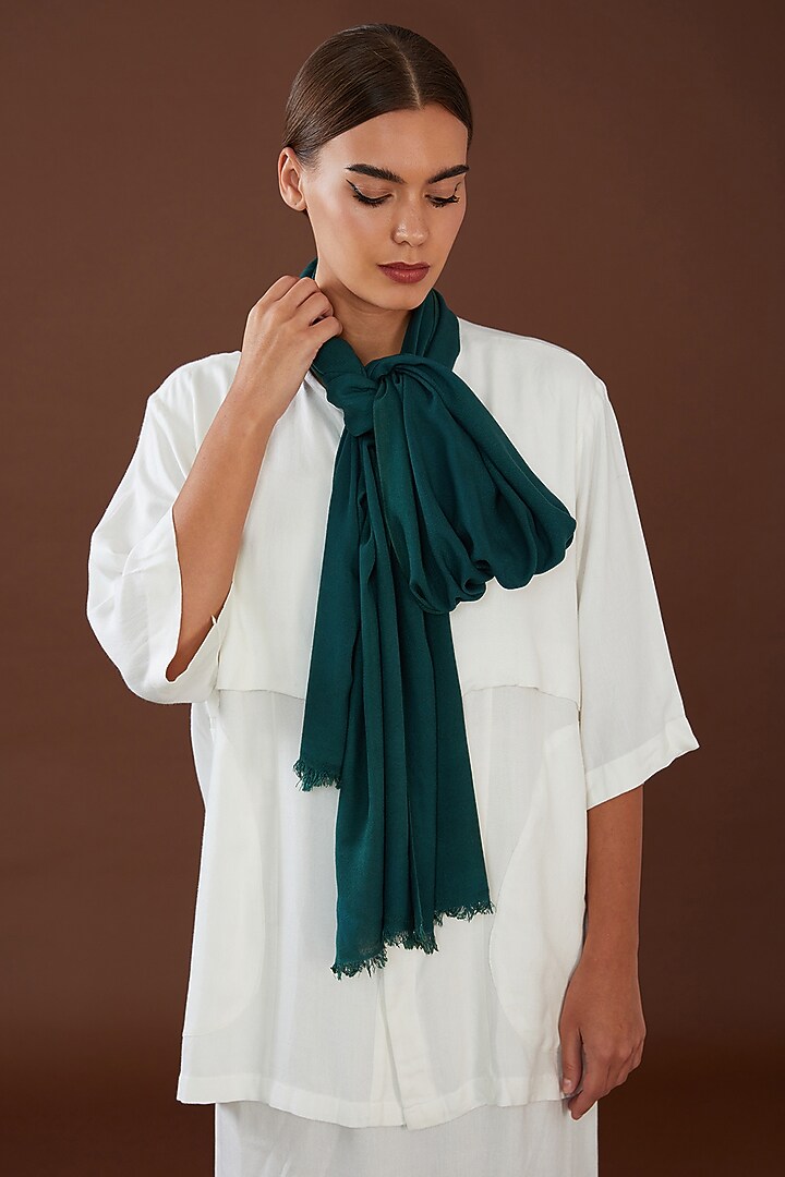 Green Lotus Stem Fiber Scarf by Whakato at Pernia's Pop Up Shop