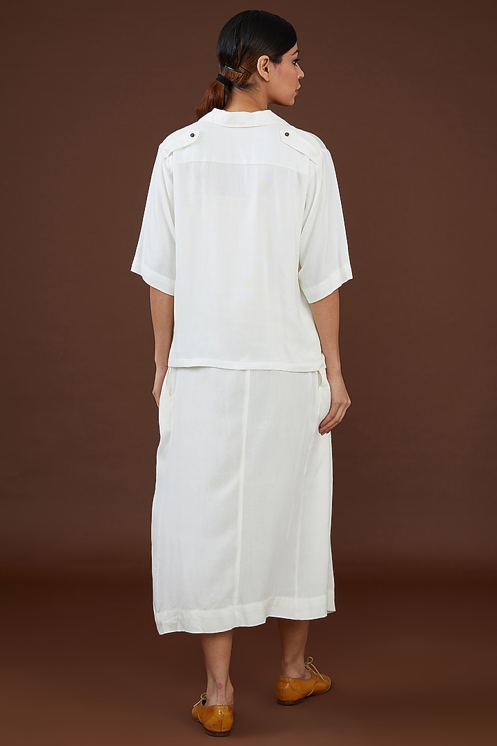 White Lotus Stem Fiber Boxy Cut Shirt by Whakato at Pernia's Pop Up Shop