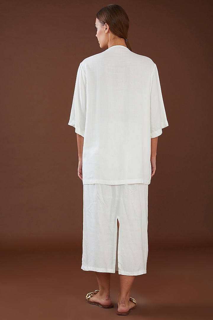 White Lotus Stem Fiber Button-Up Shirt by Whakato at Pernia's Pop Up Shop