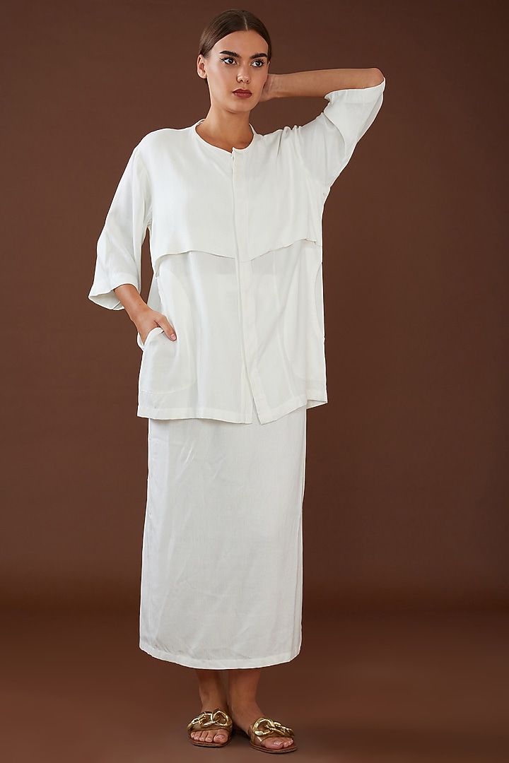 White Lotus Stem Fiber Button-Up Shirt by Whakato at Pernia's Pop Up Shop