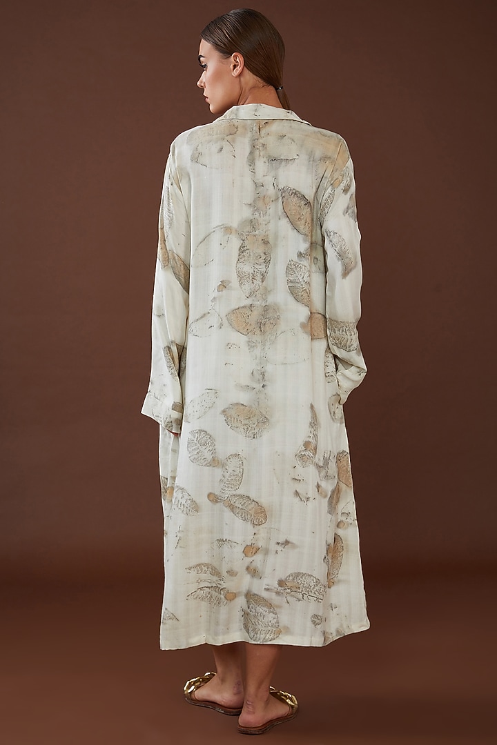 White Lotus Stem Fiber Button Vacation Shirt Dress by Whakato at Pernia's Pop Up Shop