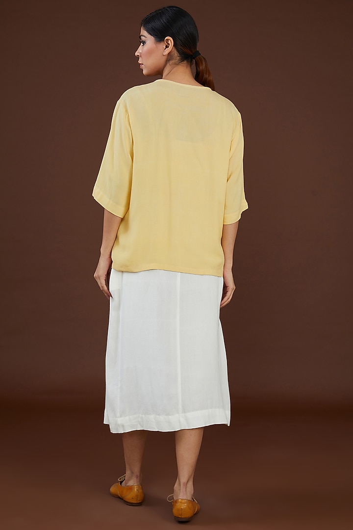 Yellow Lotus Stem Fiber Button-Up Shirt by Whakato at Pernia's Pop Up Shop
