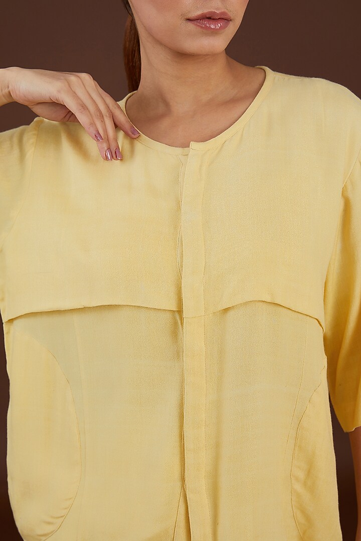 Yellow Lotus Stem Fiber Button-Up Shirt by Whakato at Pernia's Pop Up Shop
