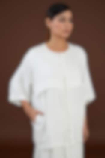 White Lotus Stem Fiber Button-Up Shirt by Whakato