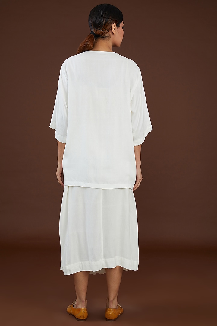 White Lotus Stem Fiber Button-Up Shirt by Whakato at Pernia's Pop Up Shop