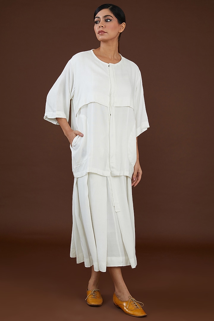 White Lotus Stem Fiber Button-Up Shirt by Whakato at Pernia's Pop Up Shop