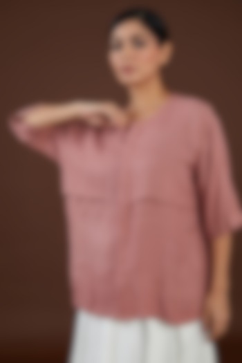 Pink Lotus Stem Fiber Button-Up Shirt by Whakato
