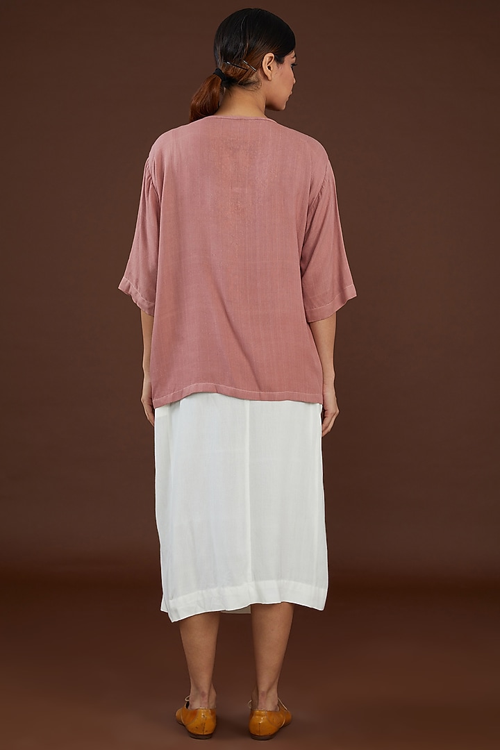 Pink Lotus Stem Fiber Button-Up Shirt by Whakato at Pernia's Pop Up Shop
