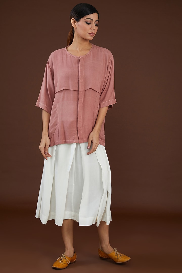 Pink Lotus Stem Fiber Button-Up Shirt by Whakato at Pernia's Pop Up Shop