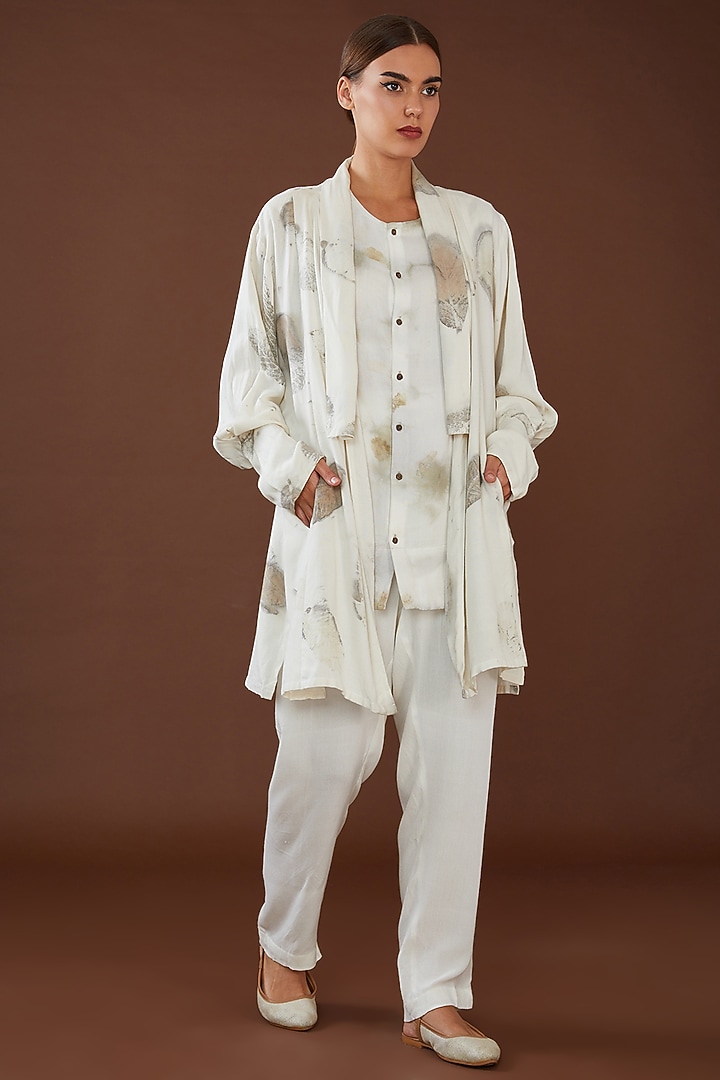 White Lotus Stem Fiber Hand Dyed Shrug by Whakato at Pernia's Pop Up Shop