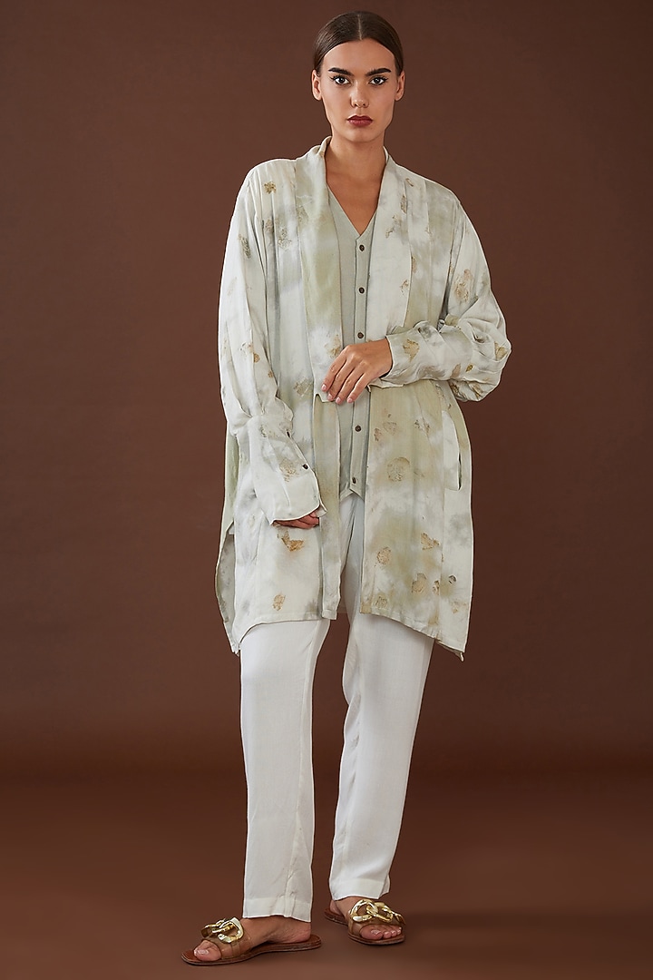 White Lotus Stem Fiber Hand Dyed Shrug by Whakato at Pernia's Pop Up Shop