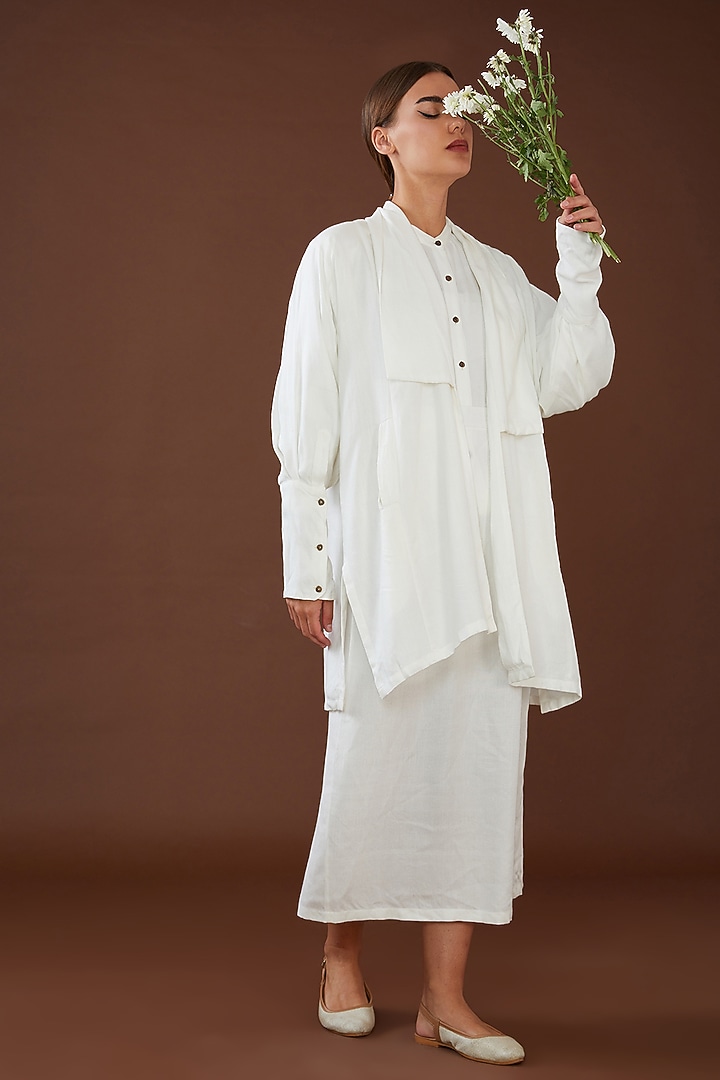 White Lotus Stem Fiber Shrug by Whakato at Pernia's Pop Up Shop
