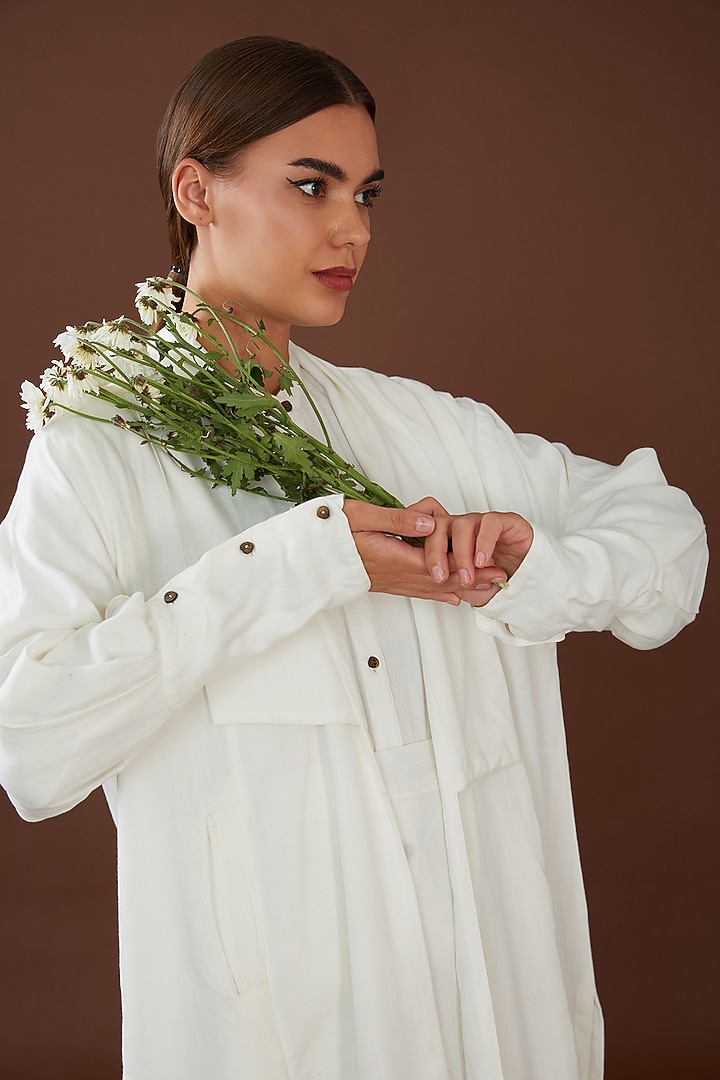 White Lotus Stem Fiber Shrug by Whakato at Pernia's Pop Up Shop