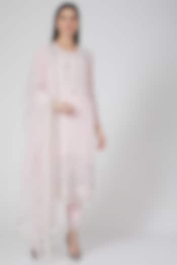 Blush Pink Embroidered Kurta Set by White Lily by Navneet Sidhu