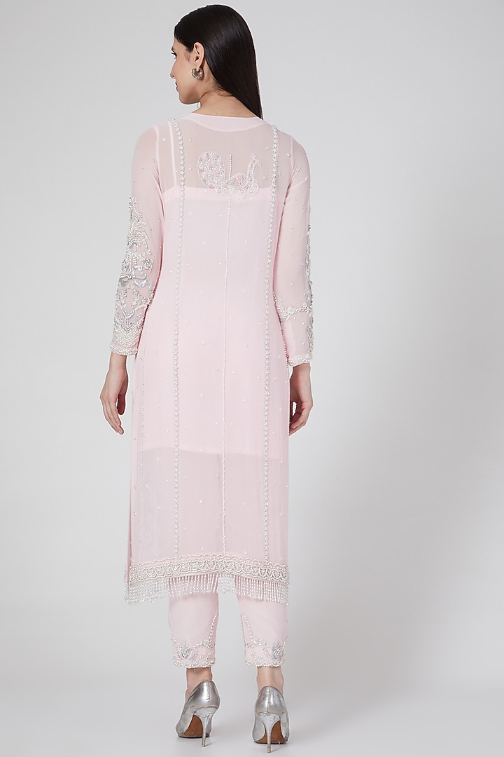 Blush Pink Embroidered Kurta Set by White Lily by Navneet Sidhu at Pernia's Pop Up Shop