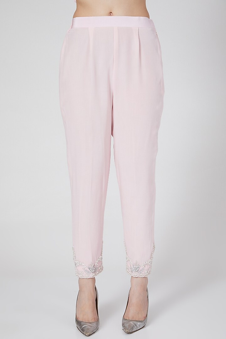 Blush Pink Embroidered Kurta Set by White Lily by Navneet Sidhu at Pernia's Pop Up Shop