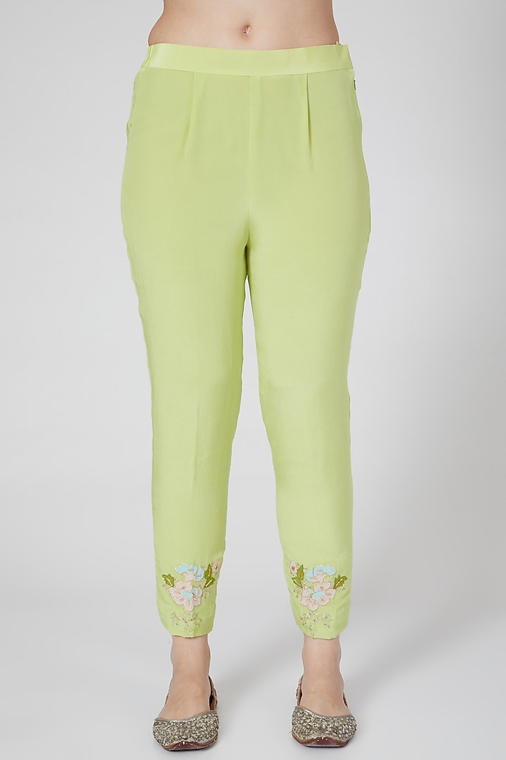 Lime Green Embroidered Kurta Set by White Lily by Navneet Sidhu at Pernia's Pop Up Shop