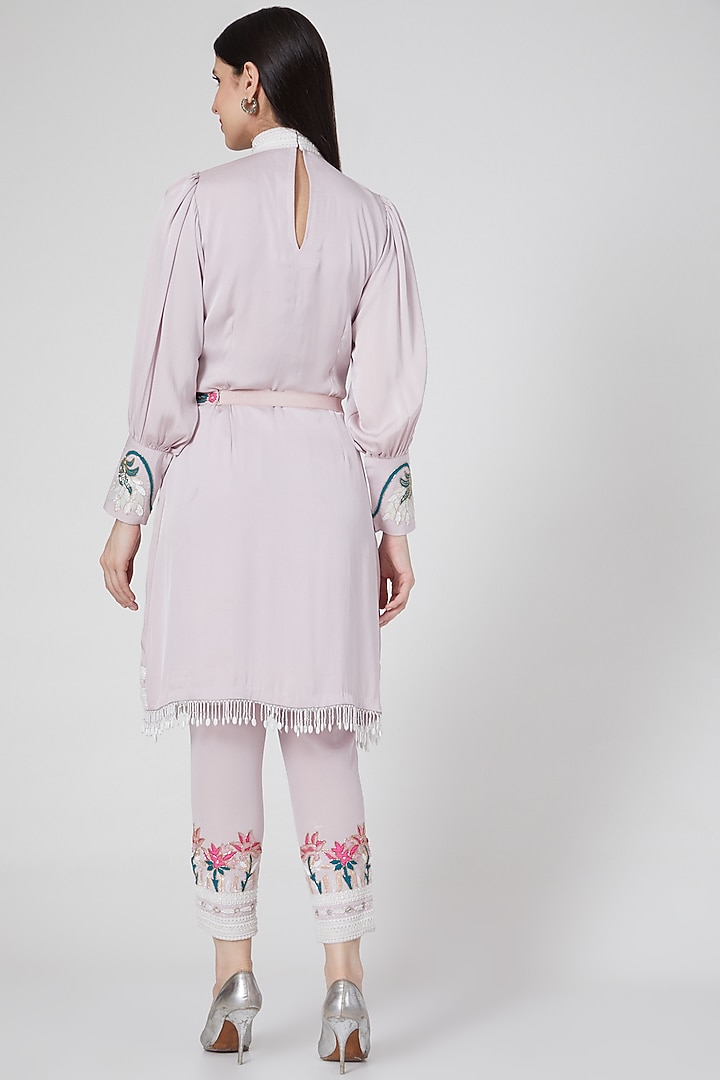Lilac Embroidered A-Line Kurta Set by White Lily by Navneet Sidhu at Pernia's Pop Up Shop