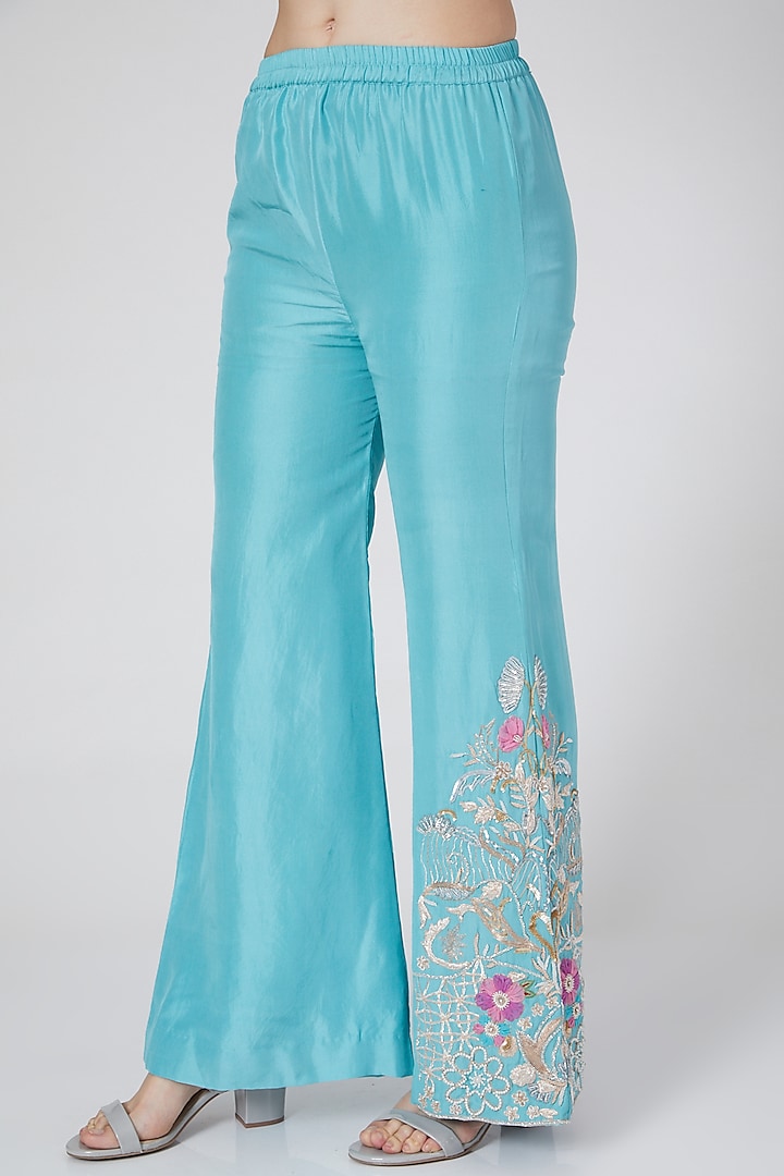 Ice Blue Embroidered Kurta Set by White Lily by Navneet Sidhu at Pernia's Pop Up Shop