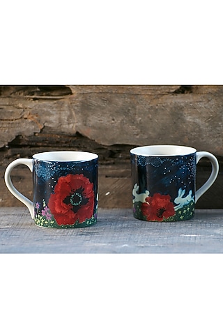 Midnight Blue Fredrick Mugs (Set of 2) by White Hill Studio